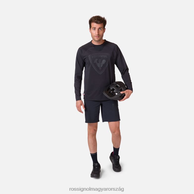 felsők Rossignol klasszikus szabású hosszú ujjú jersey férfiak fekete 6ZL0B370